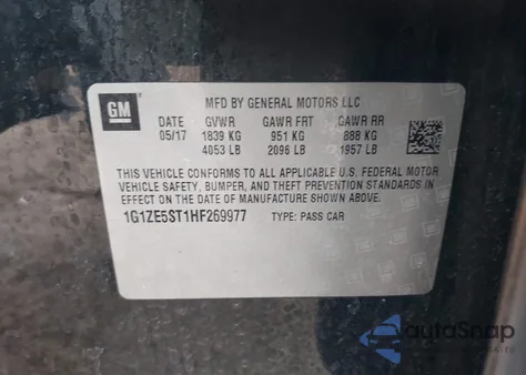 2017 Chevrolet Malibu 1Lt from USA, damaged, VIN 1G1ZE5ST1HF269977